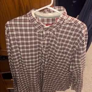 Izod Men's Plaid Shirt - Red and White